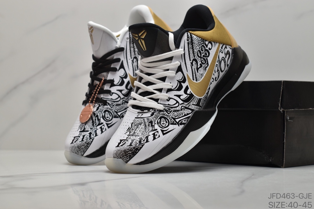 170 耐克Nike Zoom Kobe ZK5 Protro”Big Stage/Parade”科比5代复刻实战运动低帮文化篮球鞋“黑白金鸳鸯涂鸦”CT8014-100