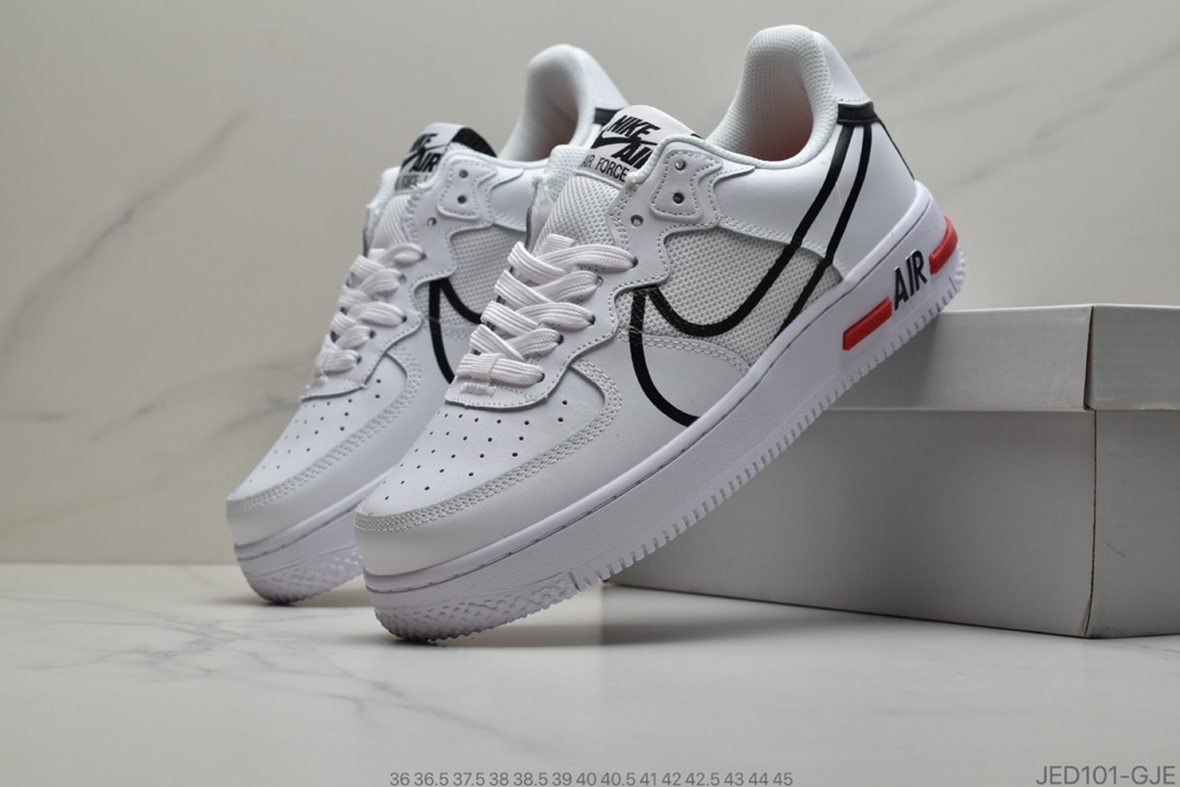 160 公司级耐克Nike Air Force 1 React D/MS/X 全白 空军一号新型瑞亚轻量低帮百搭板鞋货号：CT1020-101