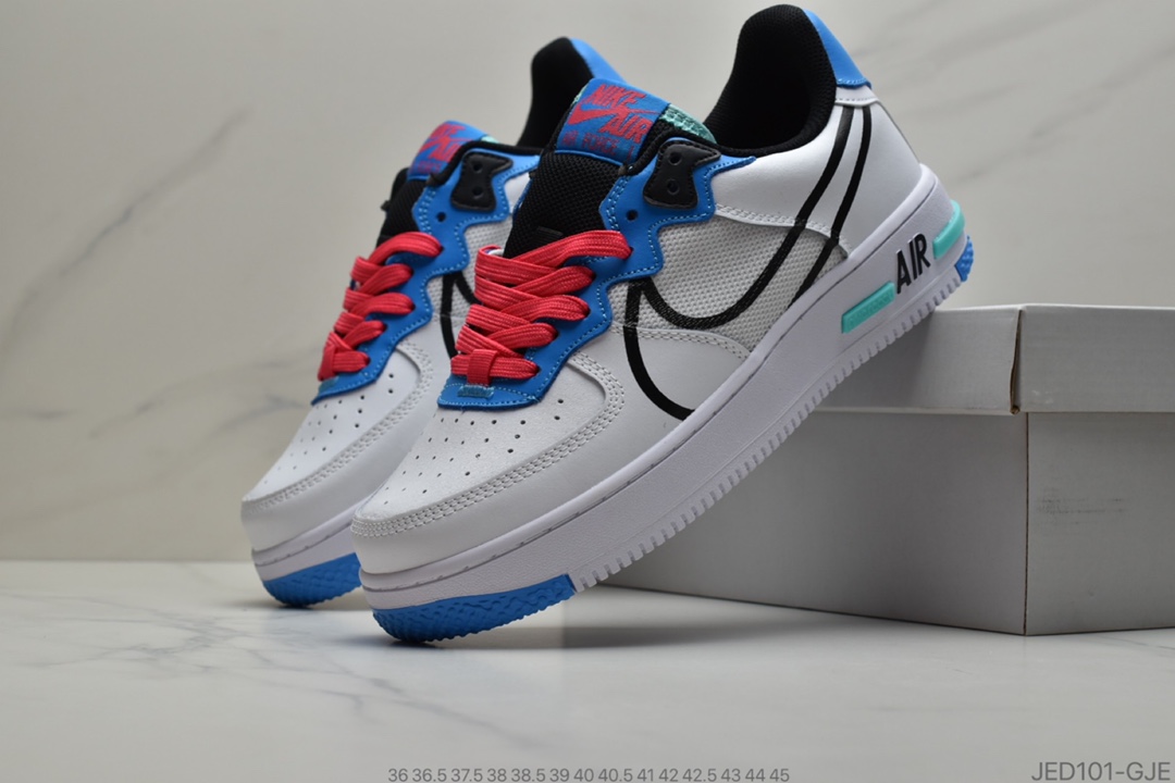 160 公司级耐克Nike Air Force 1 React D/MS/X 全白 空军一号新型瑞亚轻量低帮百搭板鞋货号：CT1020-101