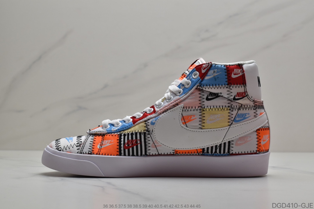 80 耐克Nike Blazer Mid Vintage 耐克 开拓者 百家布拼接 “Pacific Blue”1977 QS 经典开拓者高帮
