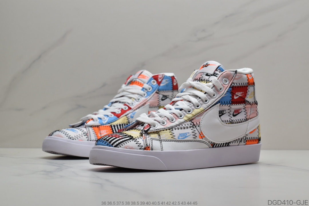 80 耐克Nike Blazer Mid Vintage 耐克 开拓者 百家布拼接 “Pacific Blue”1977 QS 经典开拓者高帮