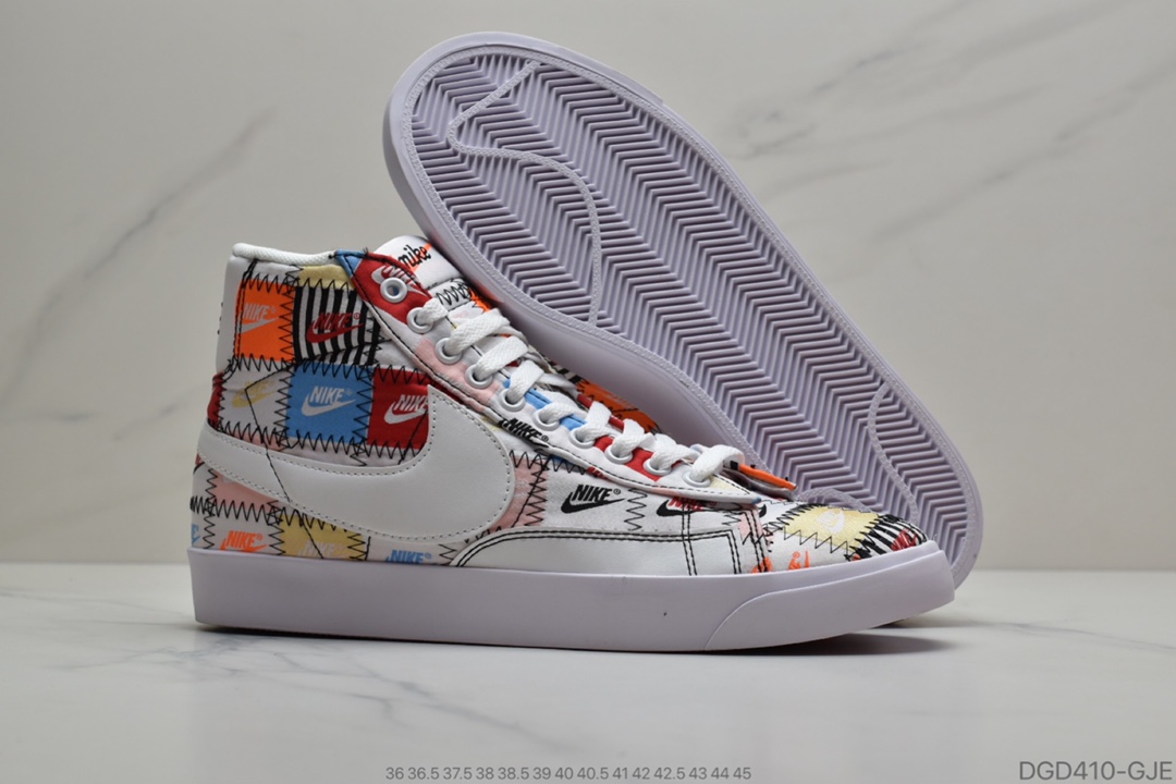 80 耐克Nike Blazer Mid Vintage 耐克 开拓者 百家布拼接 “Pacific Blue”1977 QS 经典开拓者高帮