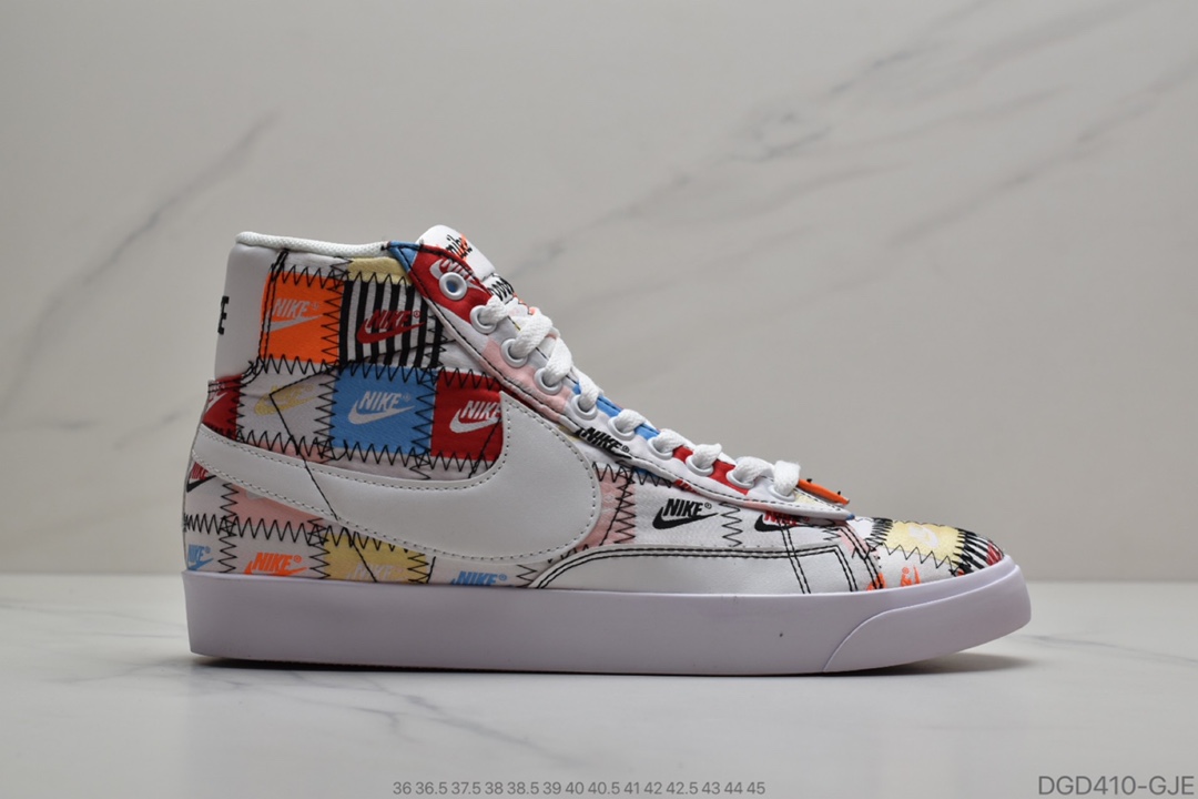 80 耐克Nike Blazer Mid Vintage 耐克 开拓者 百家布拼接 “Pacific Blue”1977 QS 经典开拓者高帮