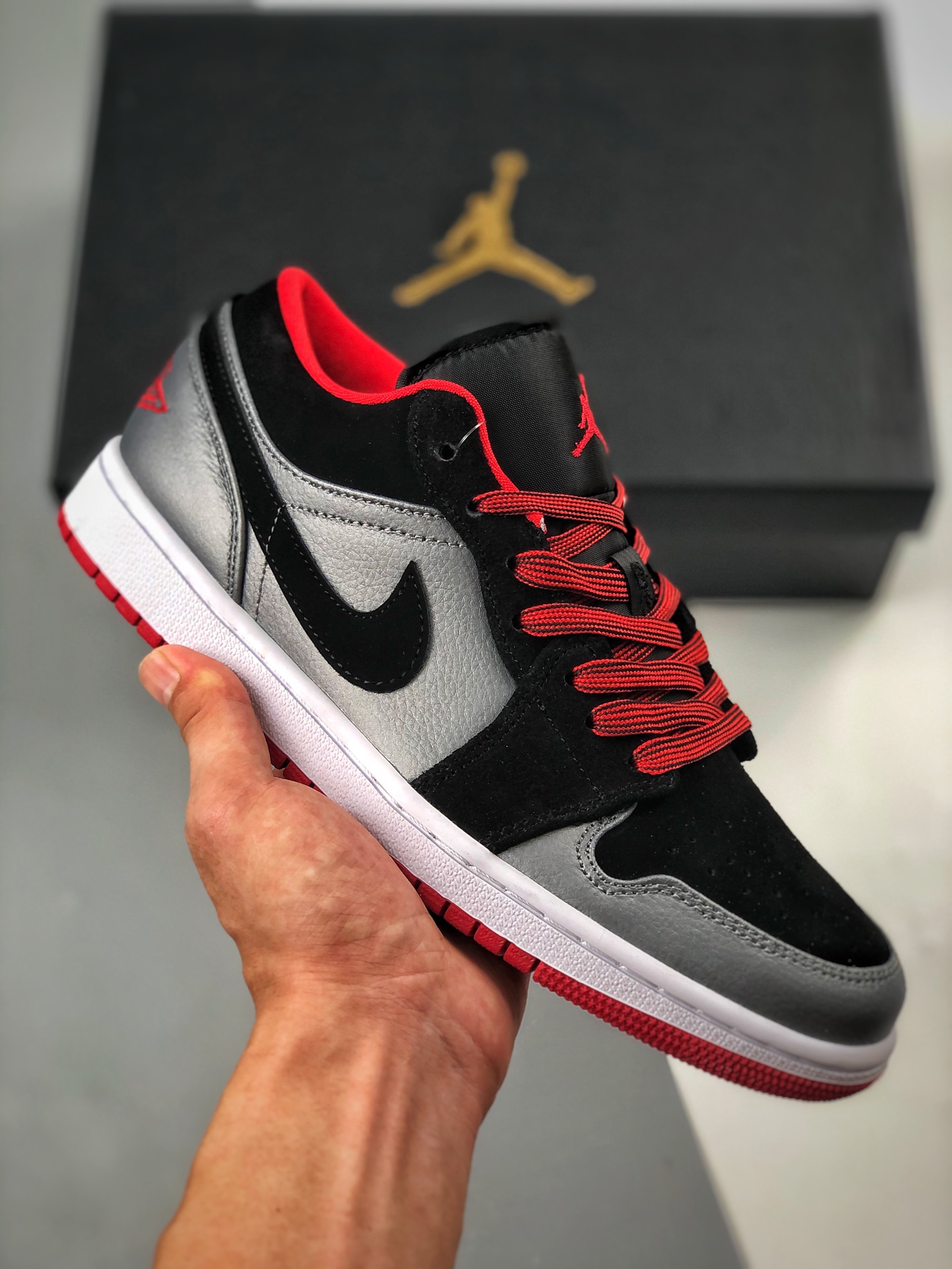 Soporte pago contra reembolso Air Jordan 1 Low negro/gris, zapatos originales de la empresa comprados y re-desarrollado…