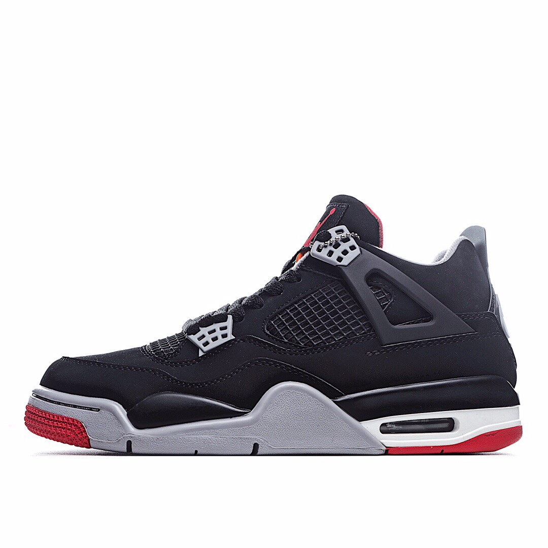 纯原 H0 Air Jordan 4 Retro 黑灰红 文化篮球鞋 原底真实气垫 回弹反馈充足 完美鞋楦打造 市面最高工艺 分段