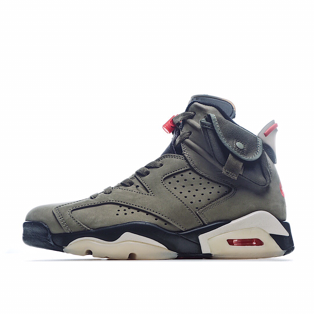 纯原 J0 纯原全新批次 原厂充正版本Travis Scott x Air Jordan 6 军绿夜光鬼脸 乔丹AJ6代复古休闲文化篮球鞋