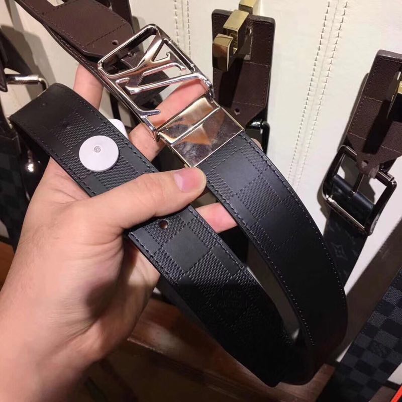 Louis Vuitton Belts Lattice Men Cowhide