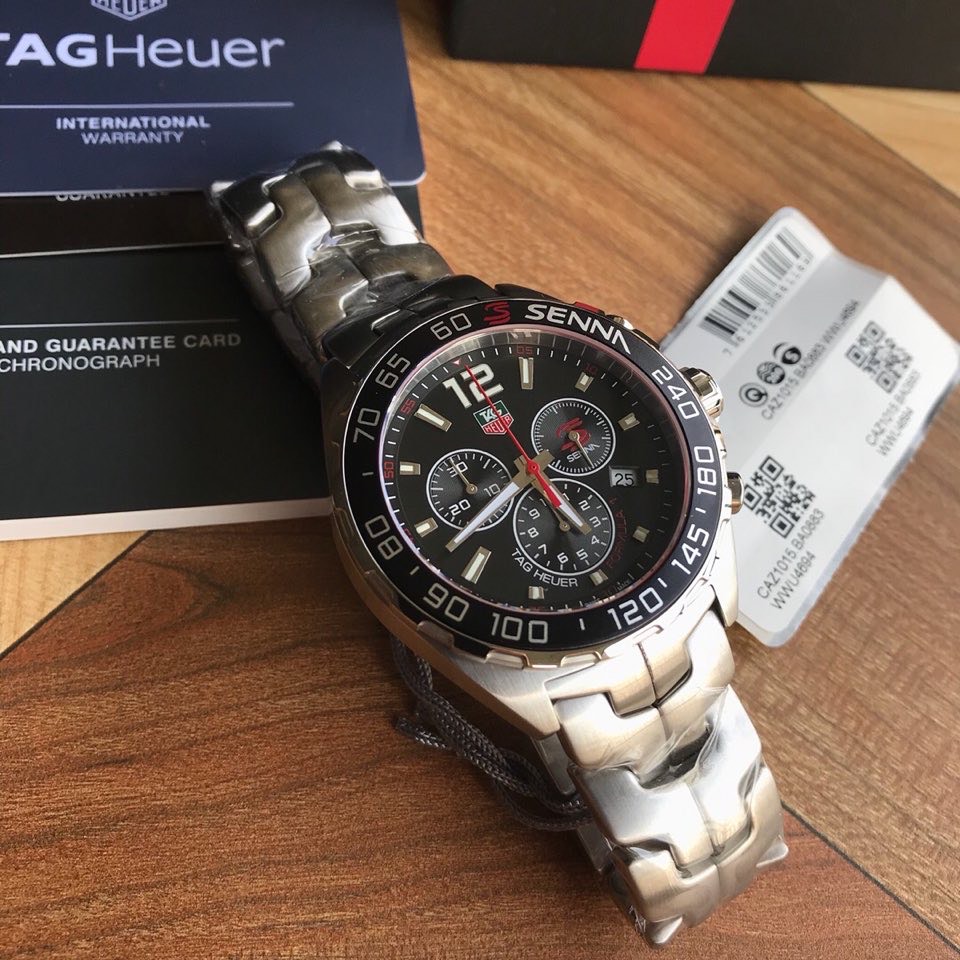 批:750原盒:50 新款硬货，Original Tagheuer,泰格豪雅F1系列 塞纳纪念石英计时表，专柜1万+。 ~43mm表径，蓝宝石镜面，超强夜光指针，原装机芯，支持拆机验货，硬汉风格，超高难度精钢拉丝表带工艺无法仿制，一表一码配吊牌，专柜同步！全新全套出[色][色][色]
