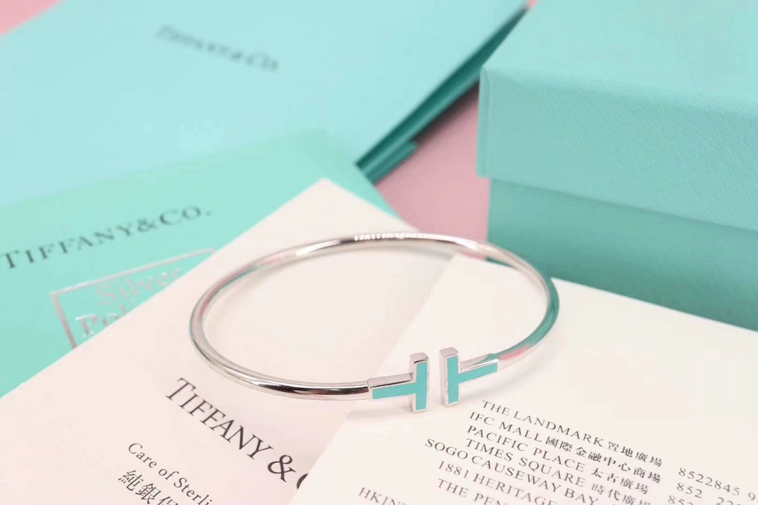 Tiffany & Co. Tiffany&Co. T系列 伴钻 纯银双T手镯