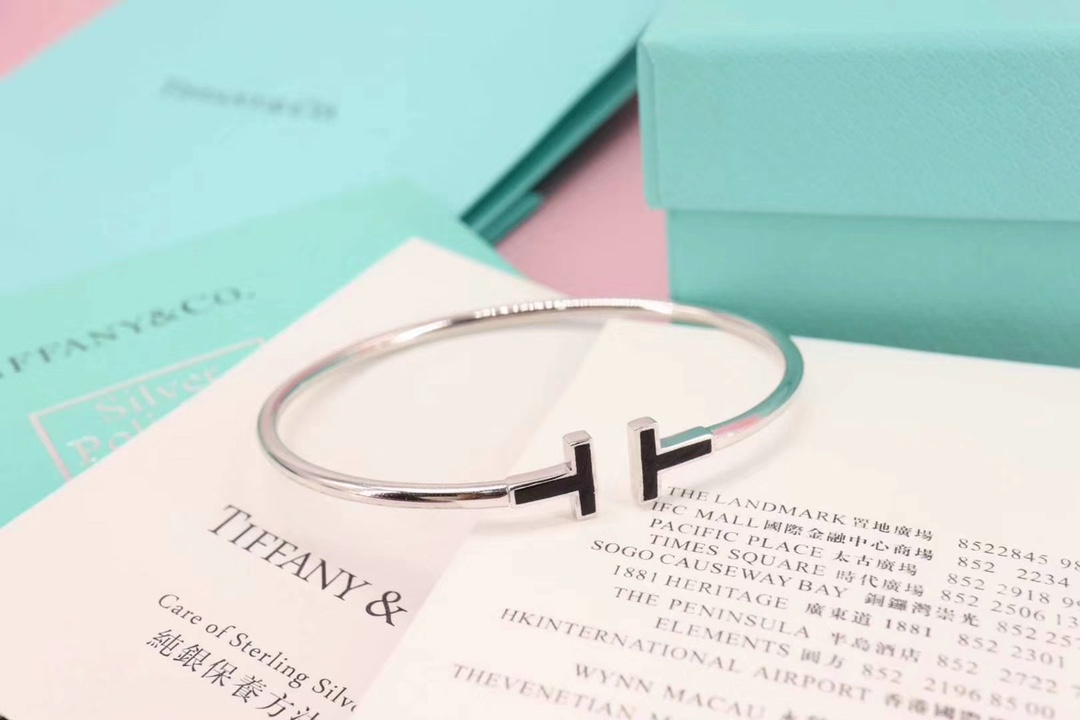 Tiffany & Co. Tiffany&Co. T系列 伴钻 纯银双T手镯
