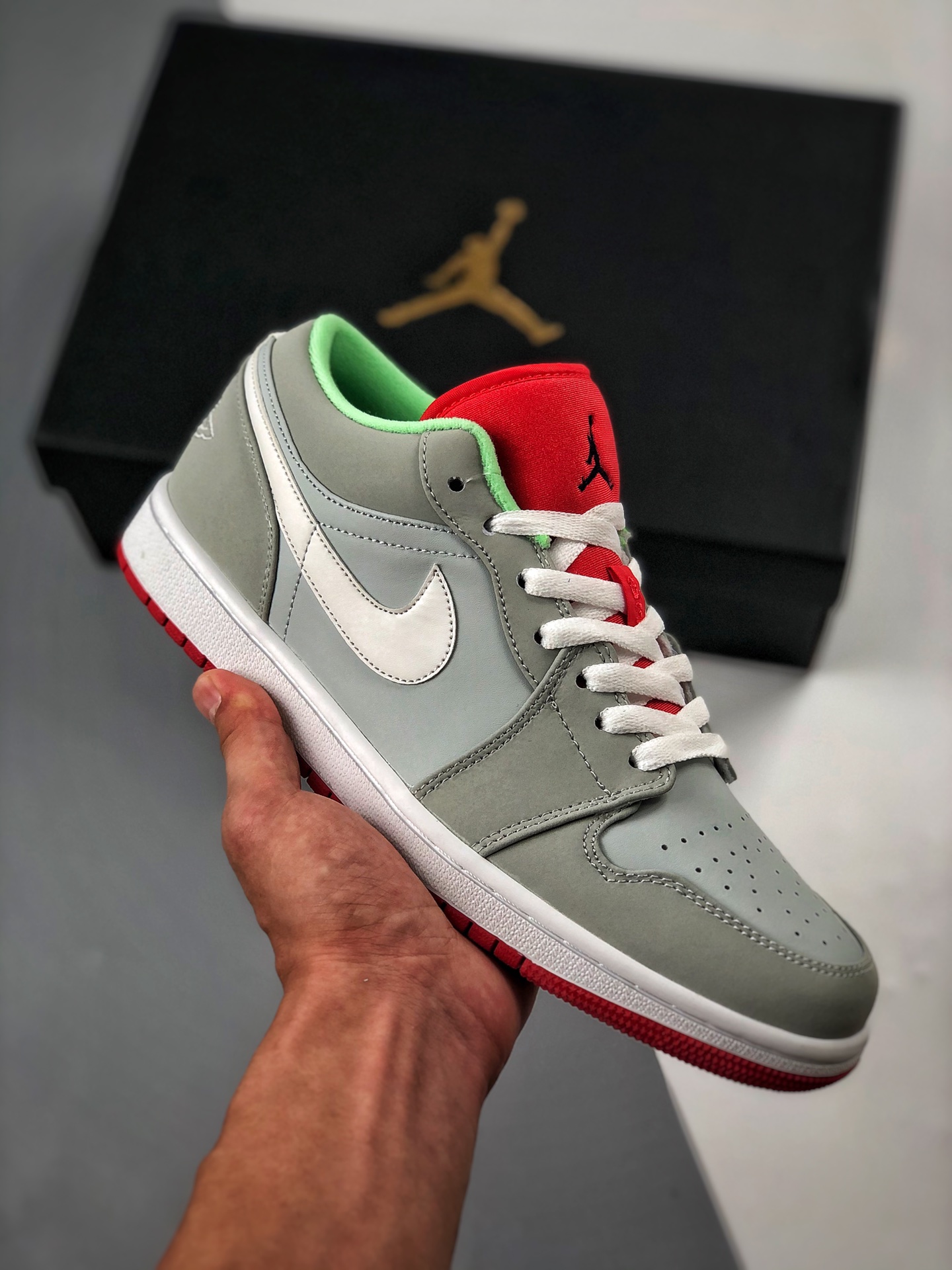 Soporte pago contra reembolso, Air Jordan 1 Low, gris y rojo, comprado de la empresa original para rehacer el molde, re…