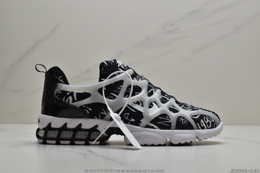 150 元祖街头潮牌Stussy斯图西 x Nike Air Zoom Spiridon KK”Black/White/Yellow”斯皮里KK系列复古免系带袜子式休闲运动慢跑鞋“黑白青柠黄” 货号: CJ9918 126