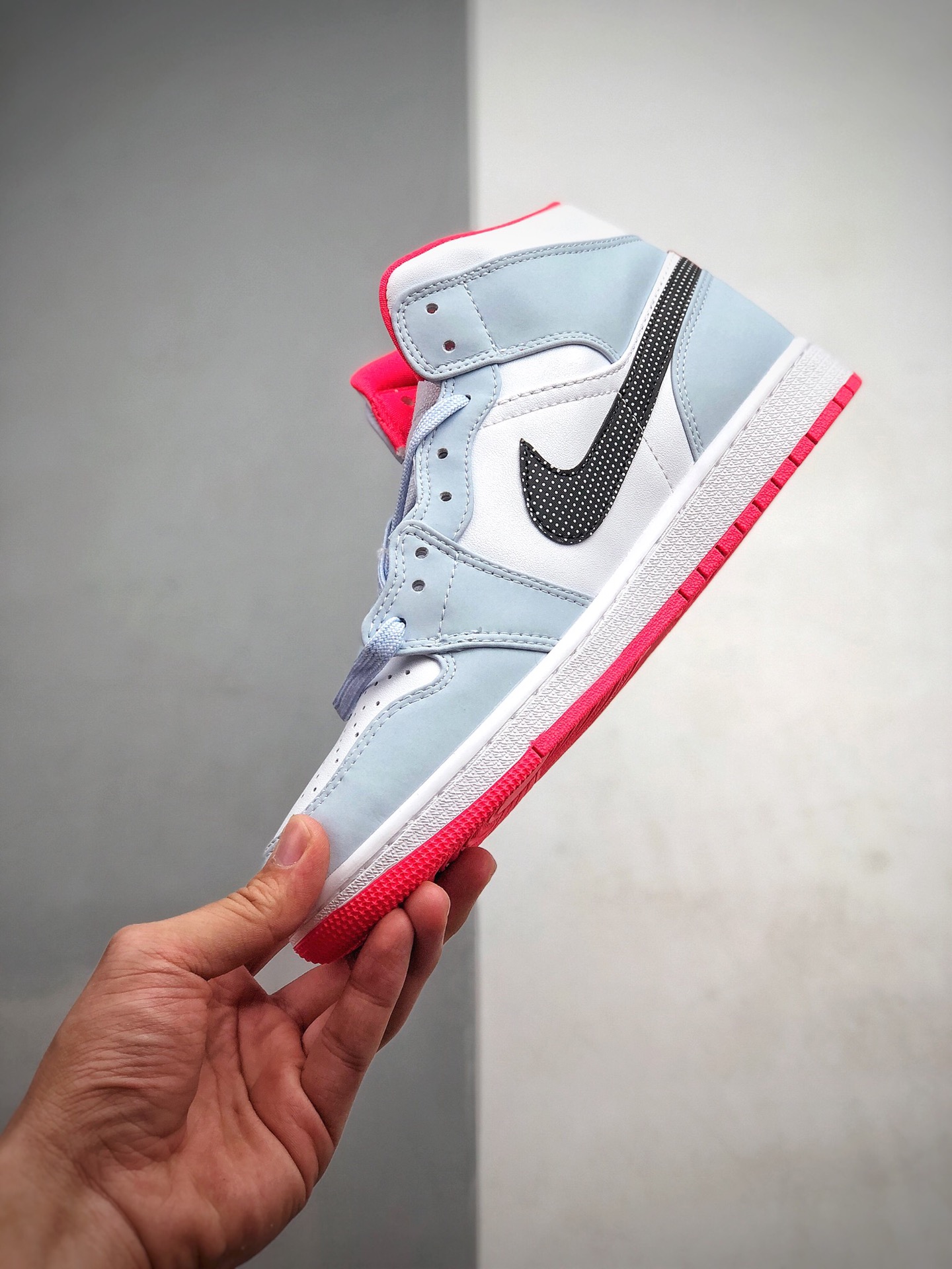 250 真标头层带半码（sc） Air Jordan 1 Mid GS 中帮 冰蓝 AJ1 乔丹1代 aj1 乔1 中邦 白浅蓝 乔555112-400