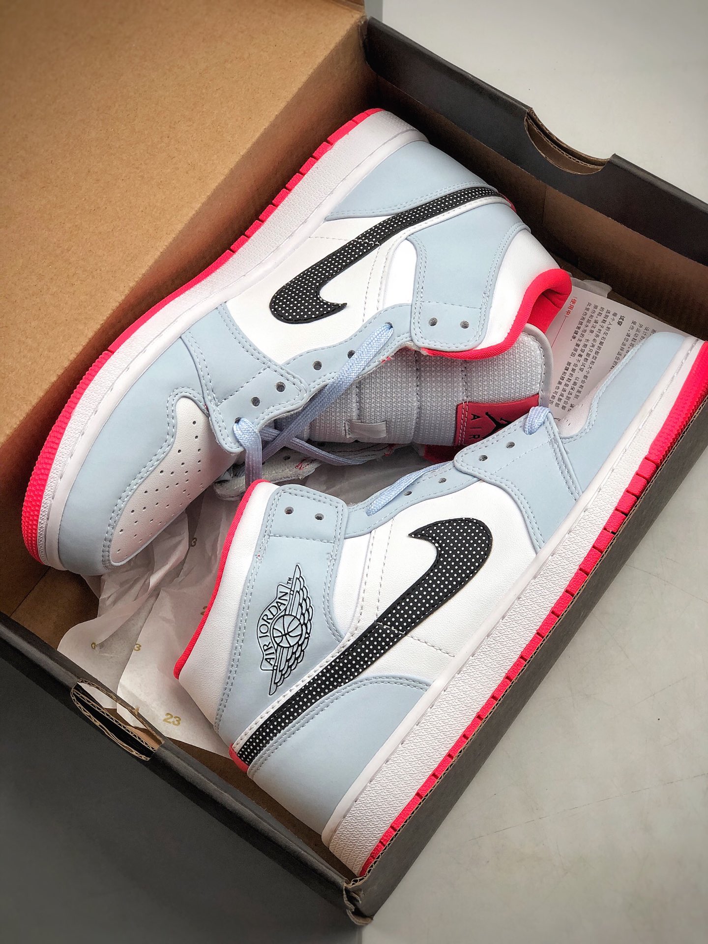 250 真标头层带半码（sc） Air Jordan 1 Mid GS 中帮 冰蓝 AJ1 乔丹1代 aj1 乔1 中邦 白浅蓝 乔555112-400