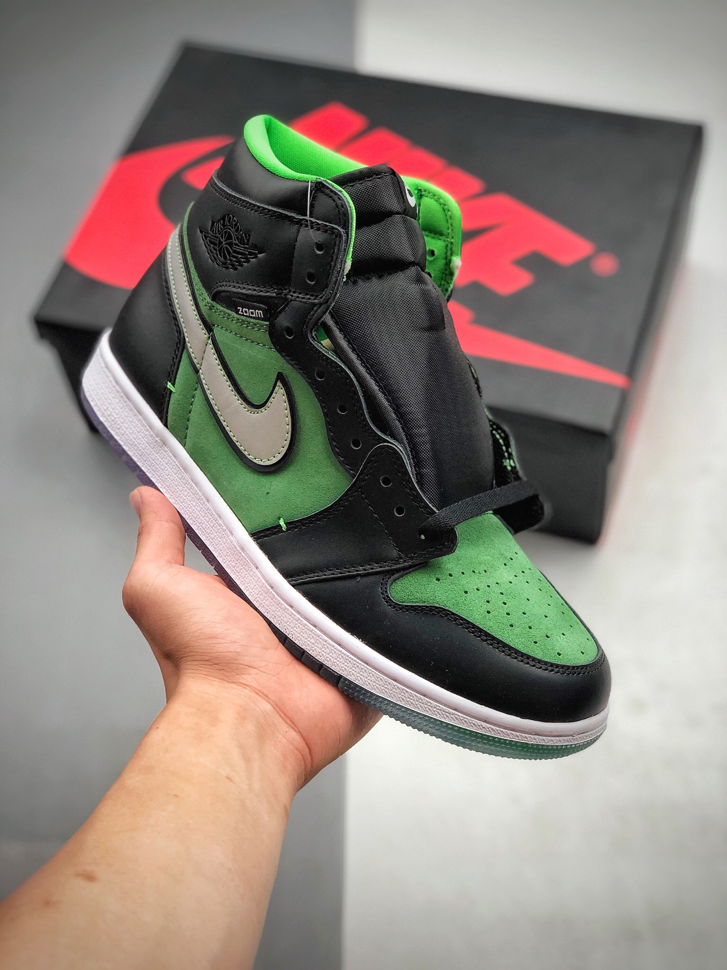 250 官方上市新配色  Air Jordan 1 High Zoom “Rage Green”  黑绿 青青草原  搭载全掌气垫第三款 CK6637-002