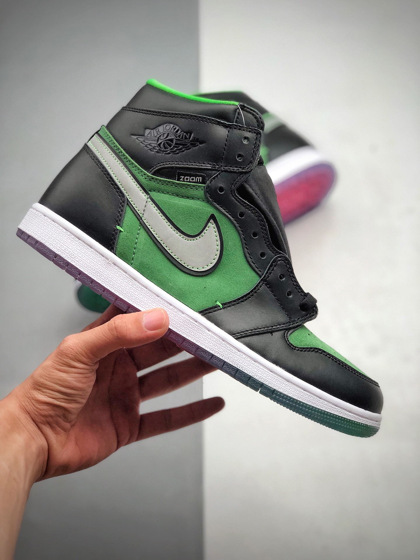 250 官方上市新配色  Air Jordan 1 High Zoom “Rage Green”  黑绿 青青草原  搭载全掌气垫第三款 CK6637-002
