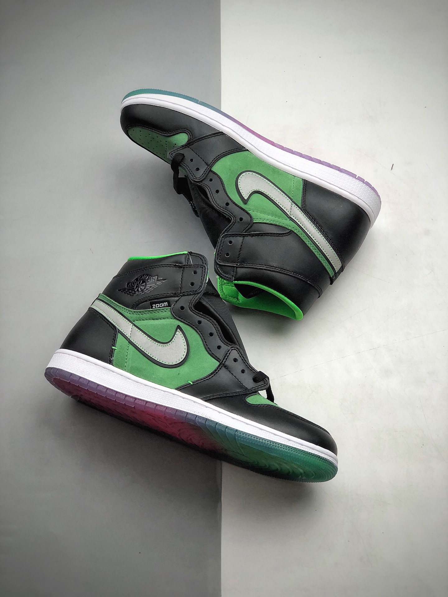 250 官方上市新配色  Air Jordan 1 High Zoom “Rage Green”  黑绿 青青草原  搭载全掌气垫第三款 CK6637-002