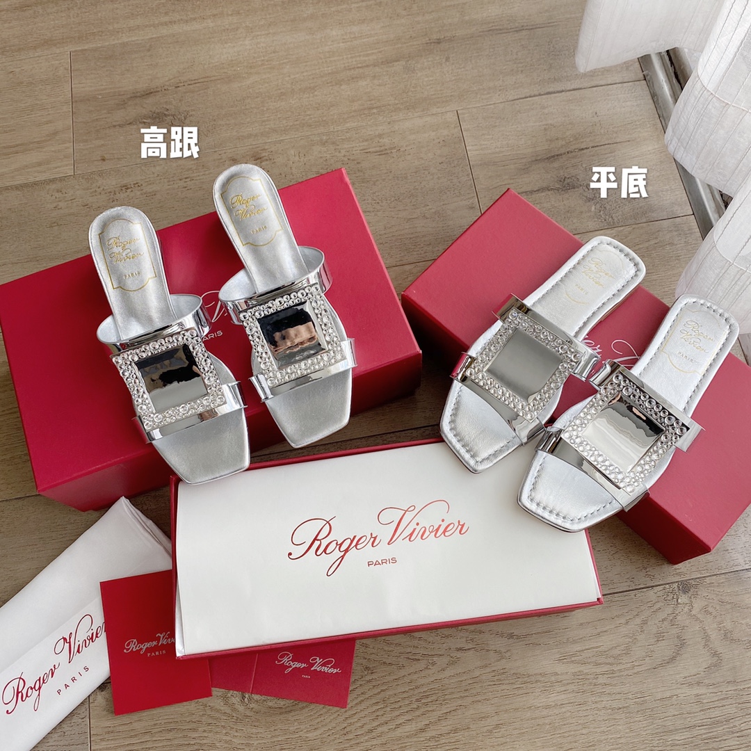 NO:412364,Silver 'diamond buckle' flat sole 4cm heel, slippers, slippers19860909银色「钻扣」 平底 4cm跟,拖鞋,slippers,Women's Shoes