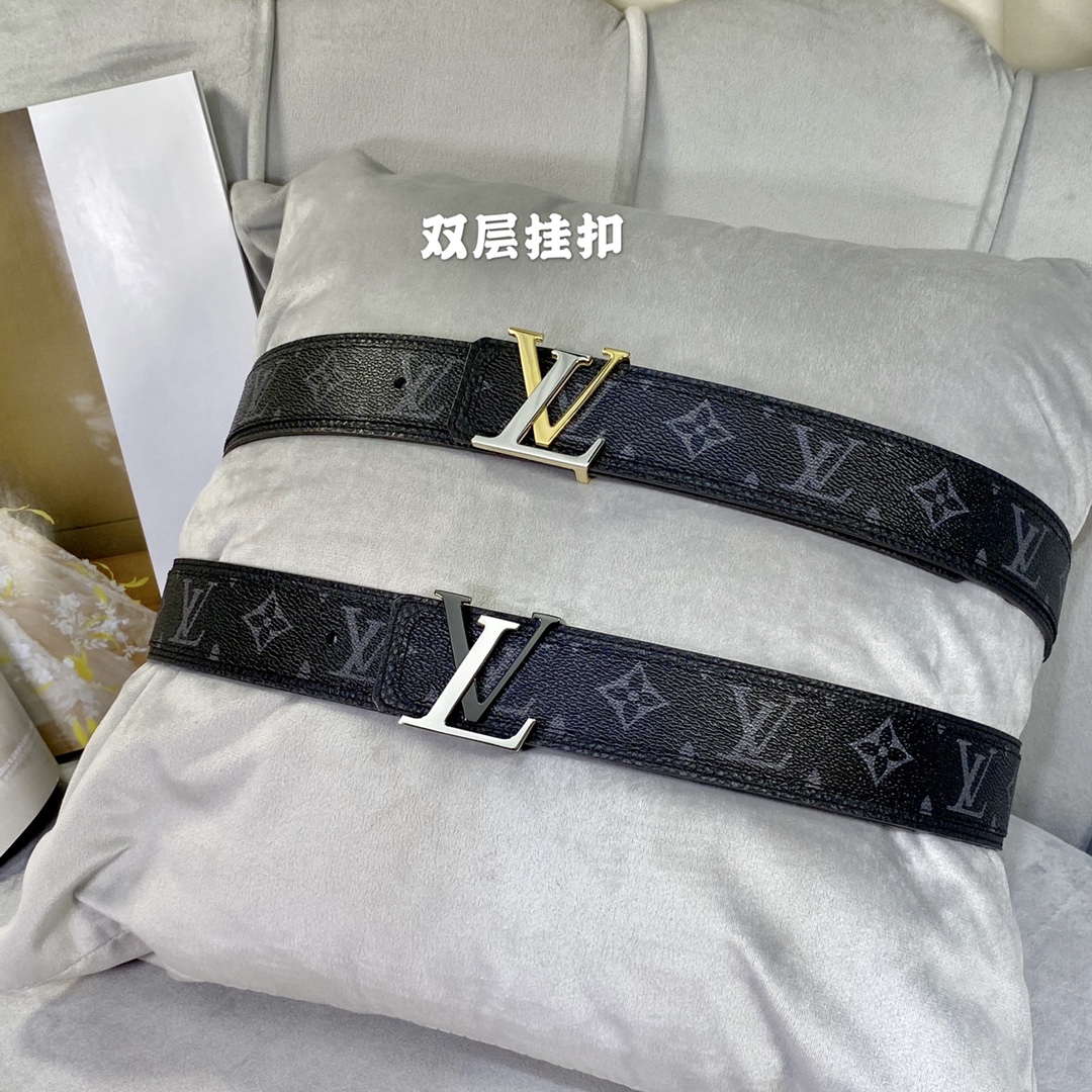 Louis Vuitton Belts Black Men Monogram Eclipse