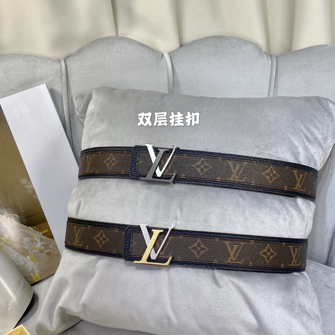 Louis Vuitton Belts Black Men Monogram Eclipse