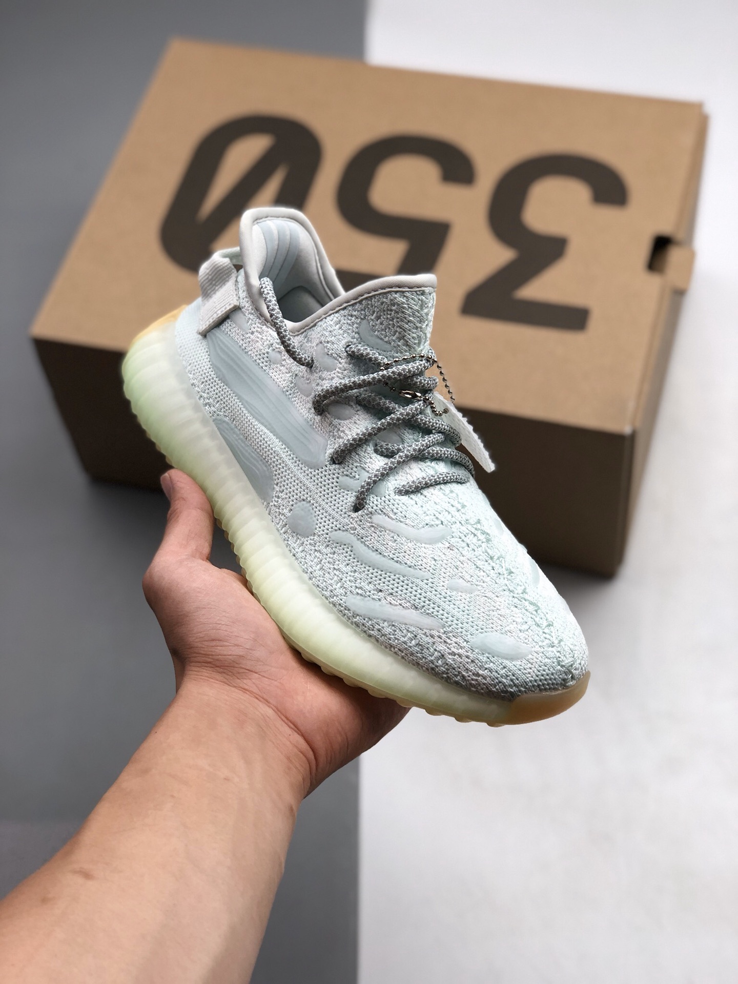 340  Adidas Yeezy 350 v3水滴夜光系列加入反光闪耀KPL J科技TPU+爆米花科技缓震跑鞋 FC9218