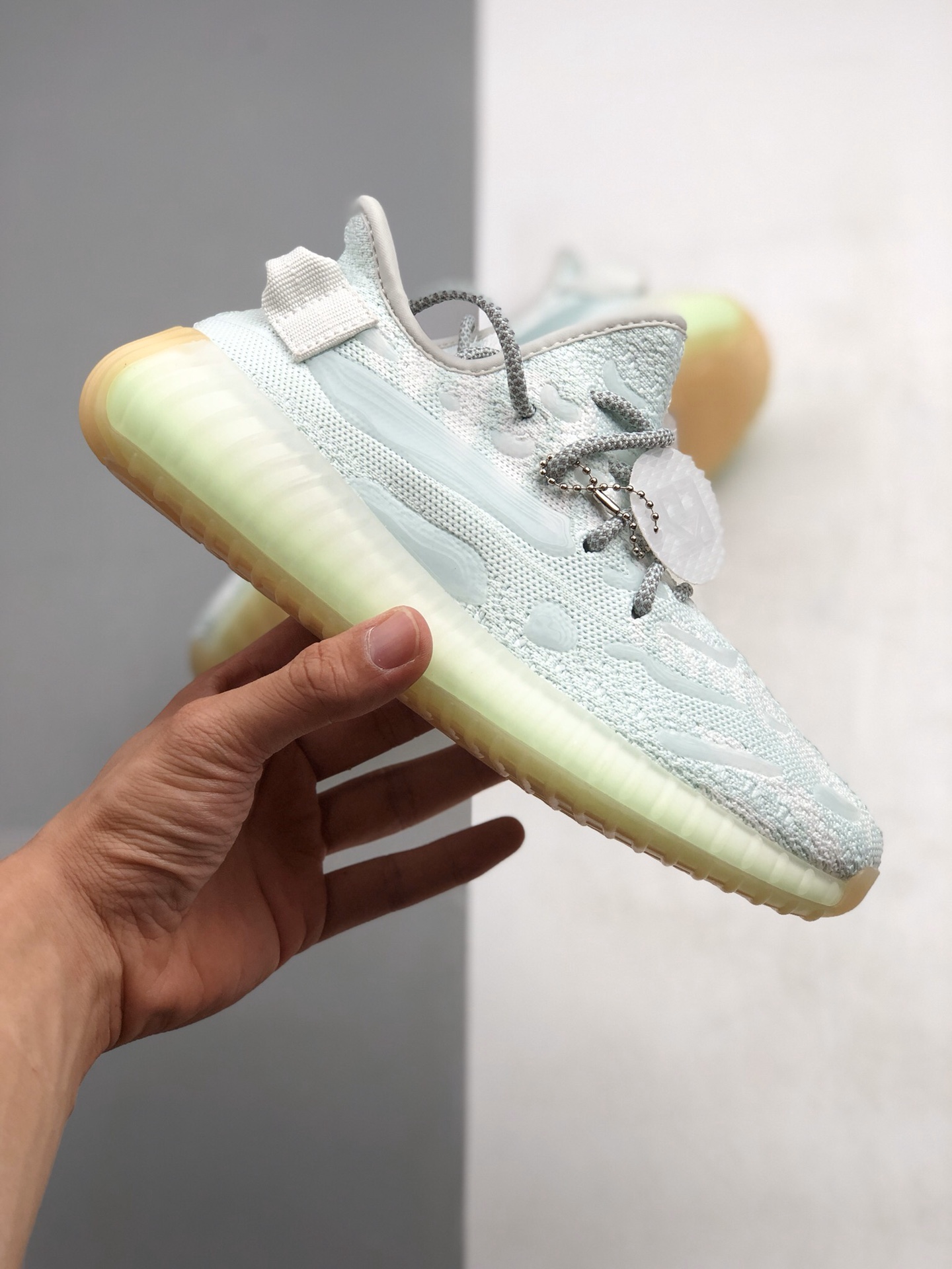 340  Adidas Yeezy 350 v3水滴夜光系列加入反光闪耀KPL J科技TPU+爆米花科技缓震跑鞋 FC9218