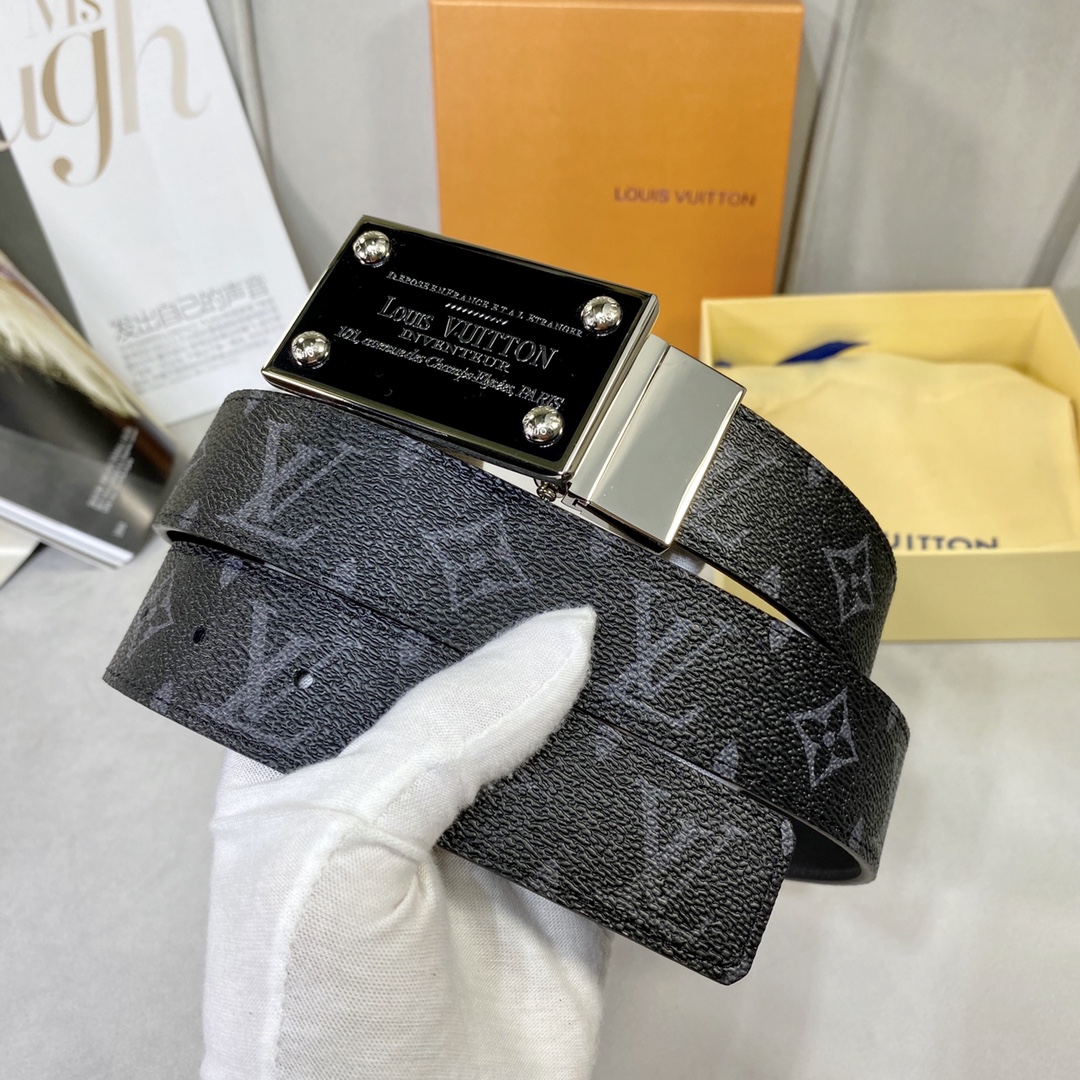 Online From China Designer
 Louis Vuitton Belts Gold Hardware Cowhide PVC