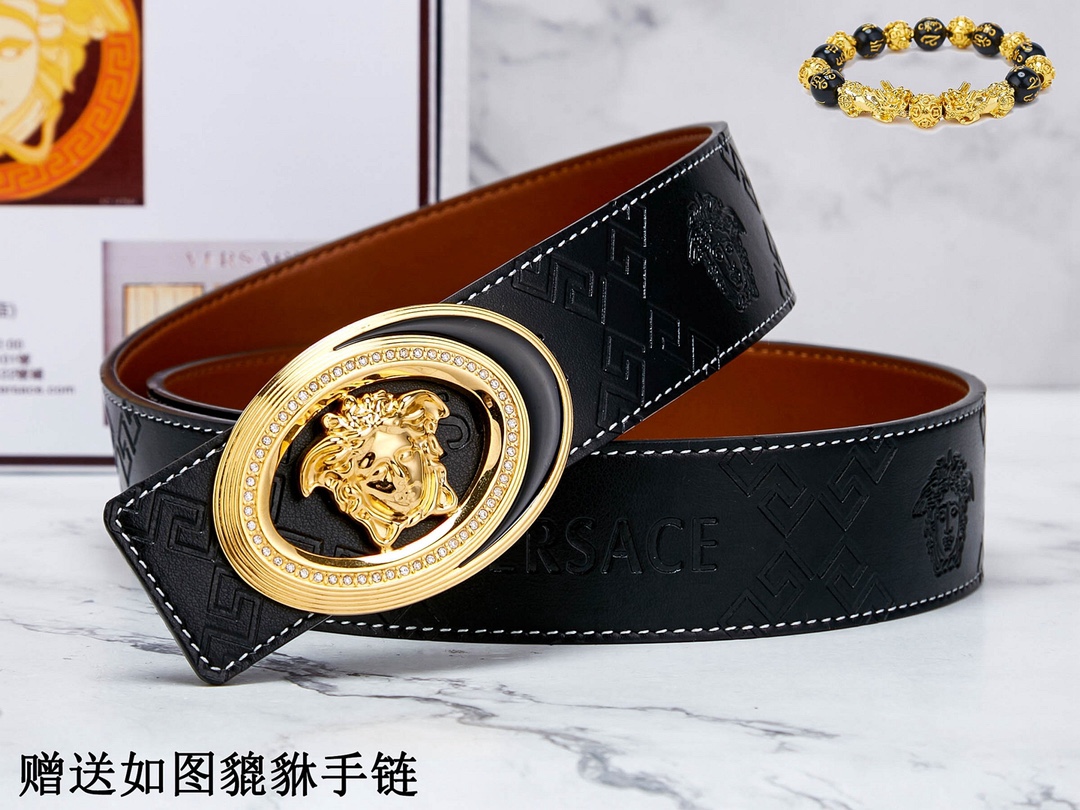 Versace Belts Steel Buckle Cowhide Genuine Leather