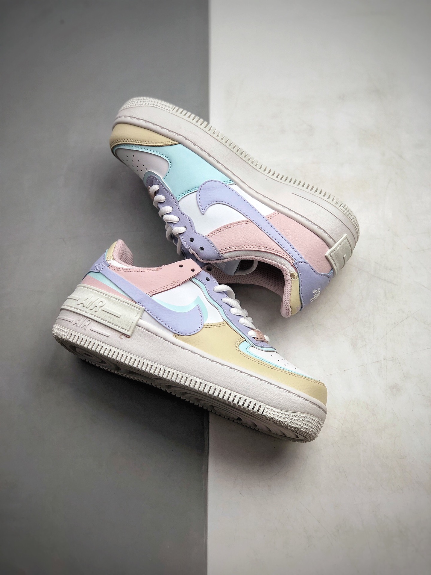 160  全新少女系解构主义设计，耐克Nike WMNS Air Force 1 Shadow”Tropical Twist”空军一号轻量增高低帮百搭板鞋”拼接马卡龙糖果CL0919-106