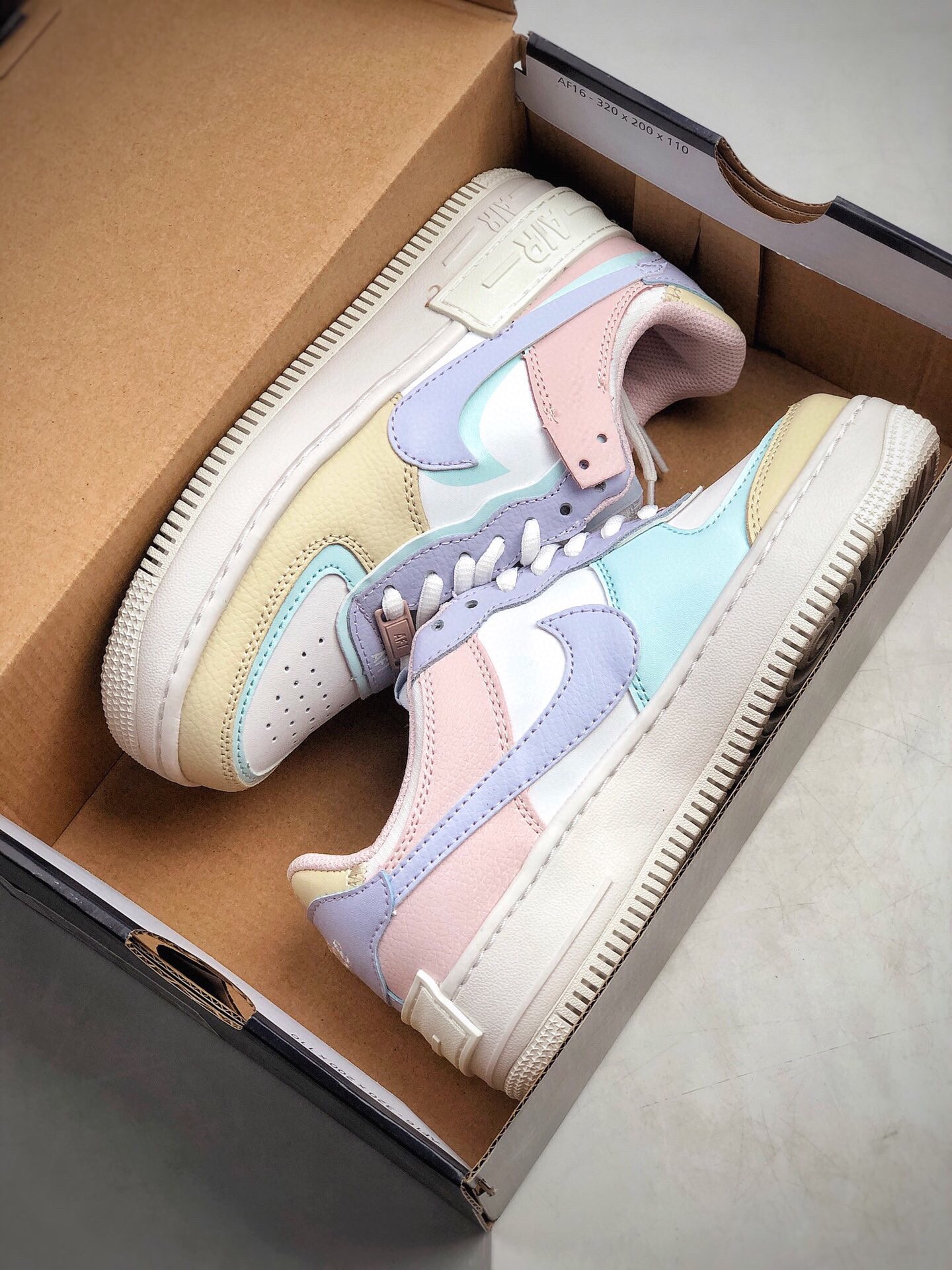 220耐克Nike WMNS Air Force 1 Shadow”Tropical Twist”空军一号轻量增高低帮百搭板鞋”拼接马卡龙糖果 CL0919-106