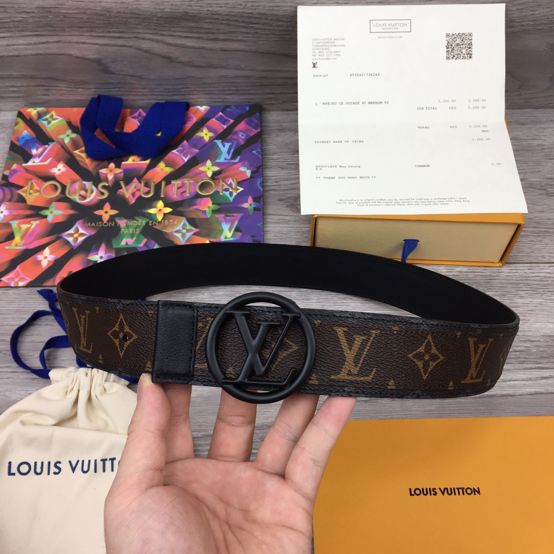 Louis Vuitton Belts Splicing Men Calfskin Canvas Cowhide