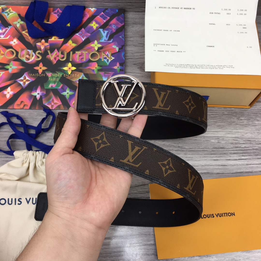 Louis Vuitton Belts Splicing Men Calfskin Canvas Cowhide