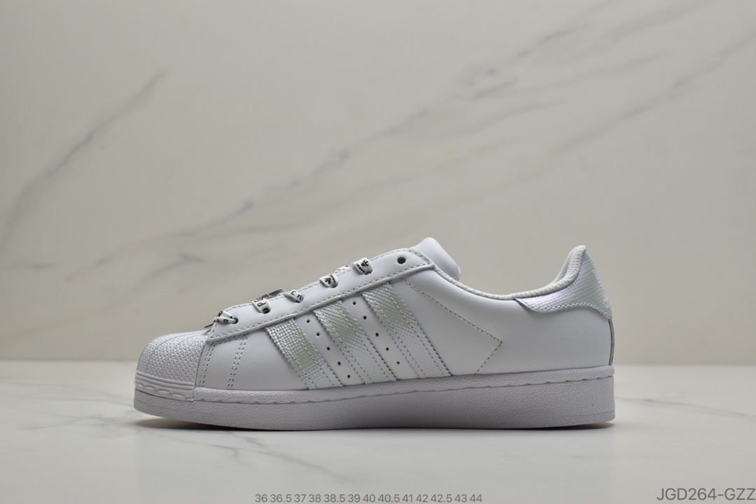 180 阿迪达斯adidas三叶草 Originals Superstar”White/Beige”贝壳头经典百搭休闲运动板鞋“皮革白米”FV3392