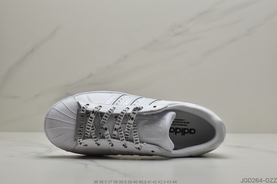 180 阿迪达斯adidas三叶草 Originals Superstar”White/Beige”贝壳头经典百搭休闲运动板鞋“皮革白米”FV3392