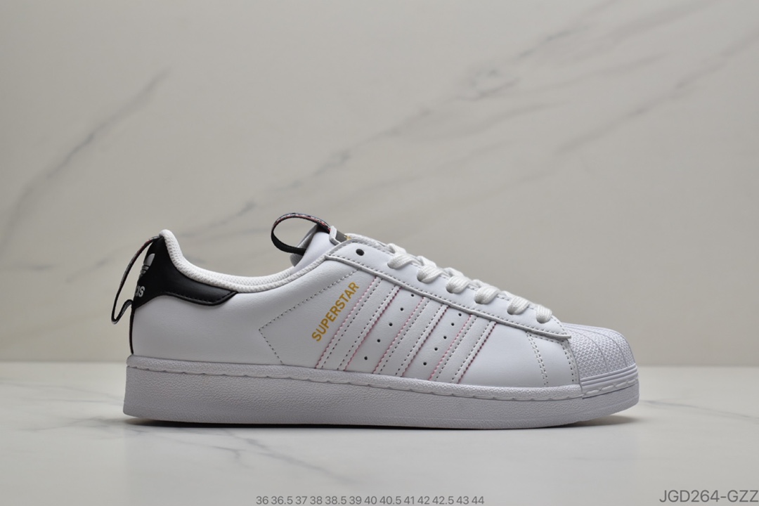 180 阿迪达斯adidas三叶草 Originals Superstar”White/Beige”贝壳头经典百搭休闲运动板鞋“皮革白米”FV3392
