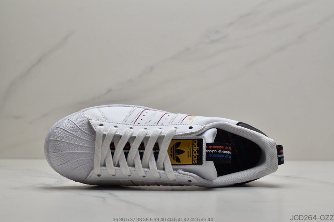 180 阿迪达斯adidas三叶草 Originals Superstar”White/Beige”贝壳头经典百搭休闲运动板鞋“皮革白米”FV3392