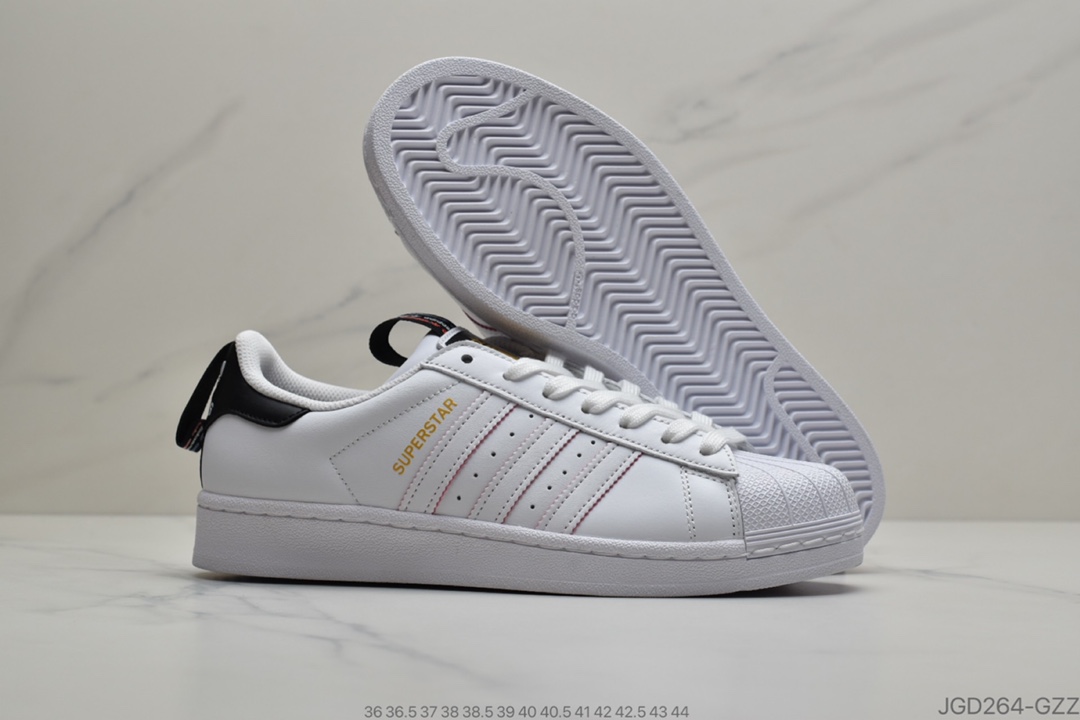 180 阿迪达斯adidas三叶草 Originals Superstar”White/Beige”贝壳头经典百搭休闲运动板鞋“皮革白米”FV3392