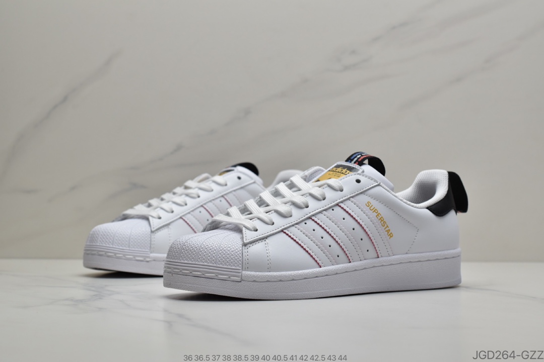 180 阿迪达斯adidas三叶草 Originals Superstar”White/Beige”贝壳头经典百搭休闲运动板鞋“皮革白米”FV3392