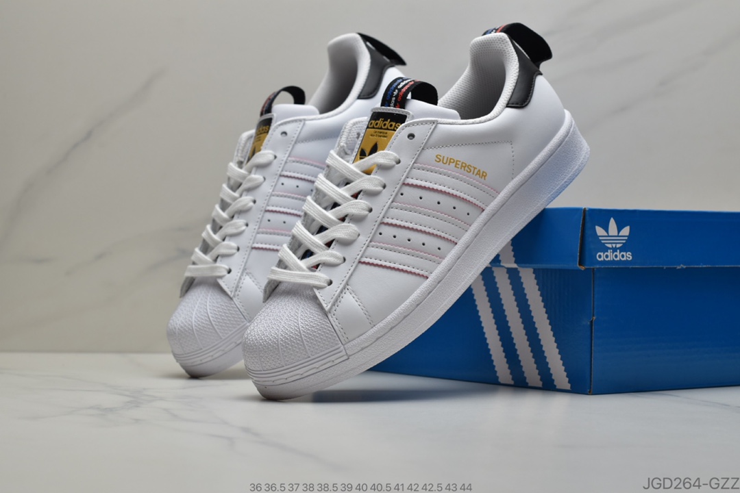 180 阿迪达斯adidas三叶草 Originals Superstar”White/Beige”贝壳头经典百搭休闲运动板鞋“皮革白米”FV3392