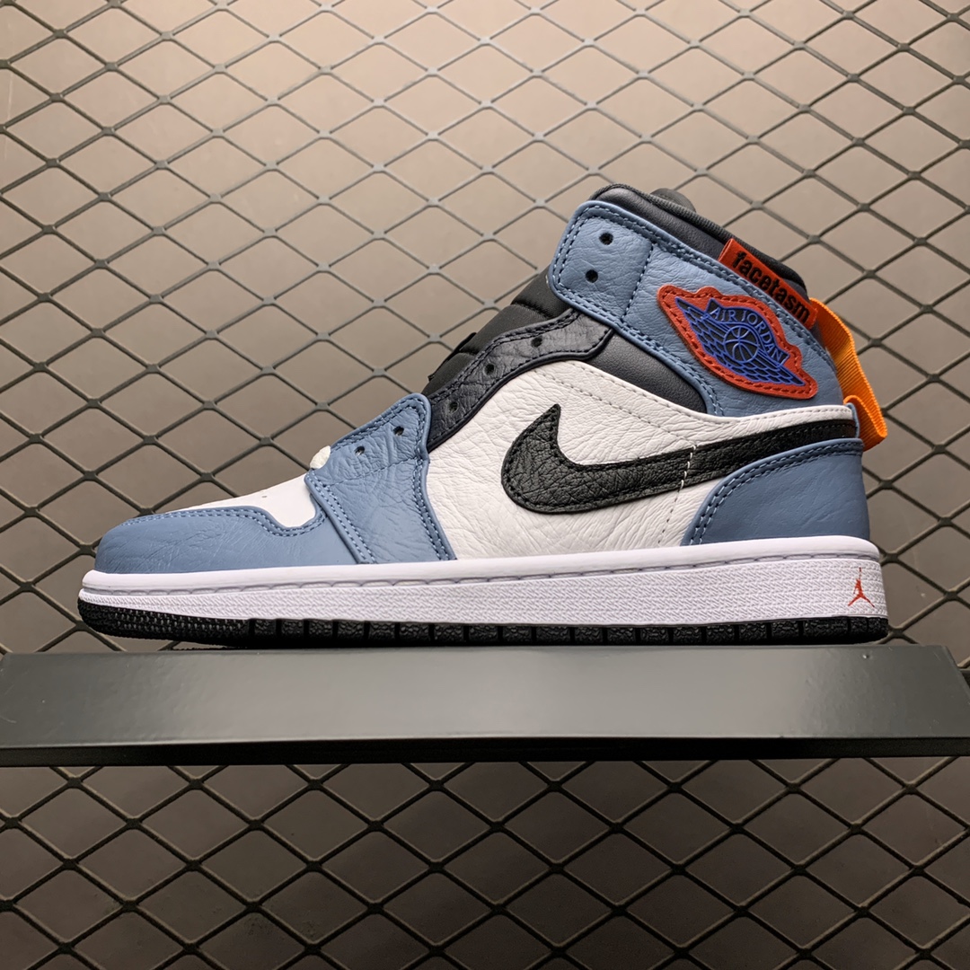 270 新版本 Facetasm x Air Jordan 1 Mid ” Fearless ” 联名中帮文化篮球鞋 CU2802-100