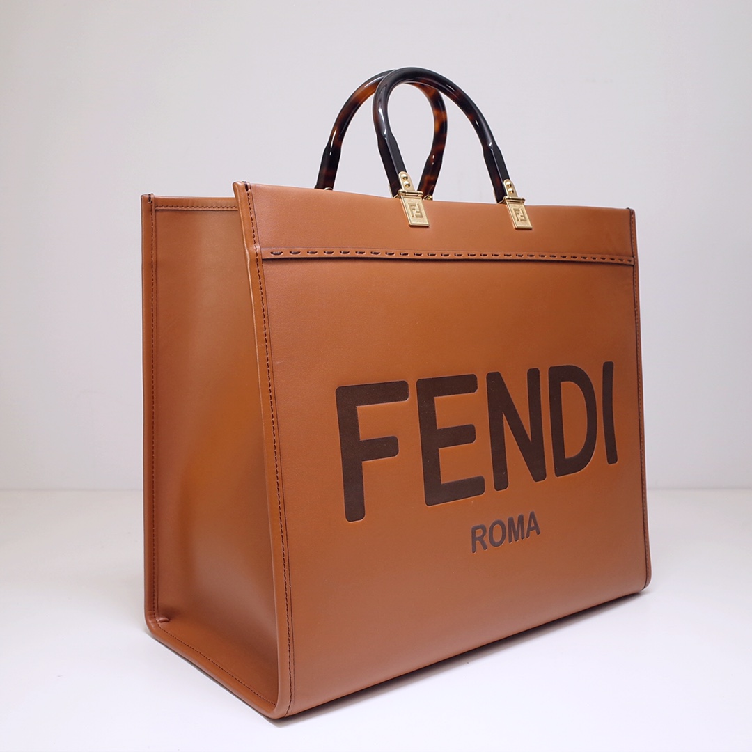 FEND1中号手提袋双手柄玳瑁色硬质