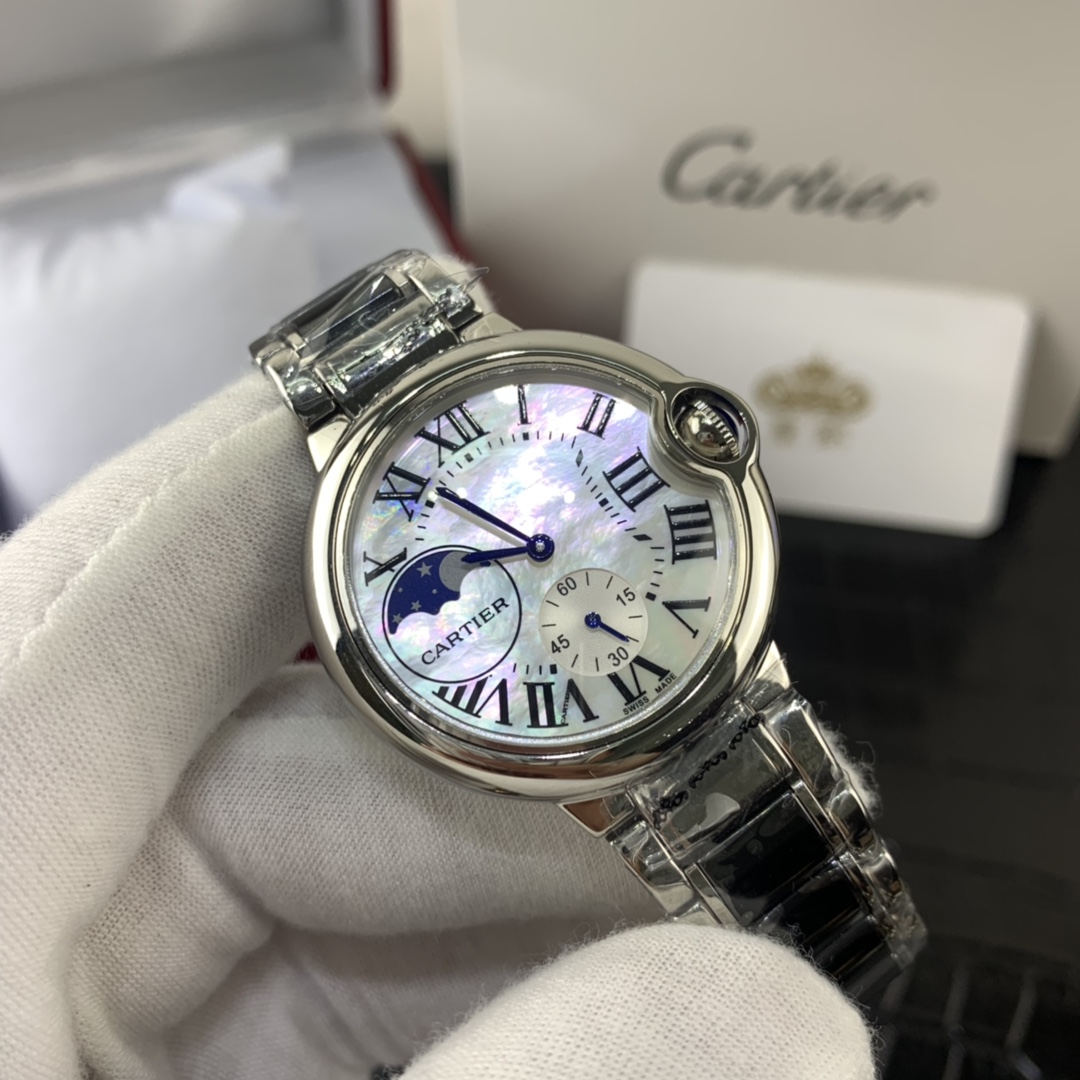 Cartier 皇家 卡地亚蓝气球系列月相黑陶瓷女表腕表
