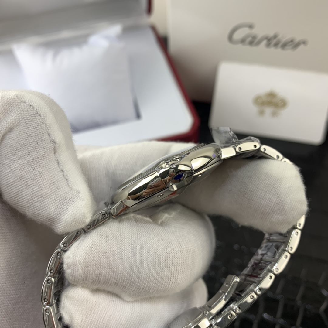 Cartier 皇家 卡地亚蓝气球系列月相黑陶瓷女表腕表
