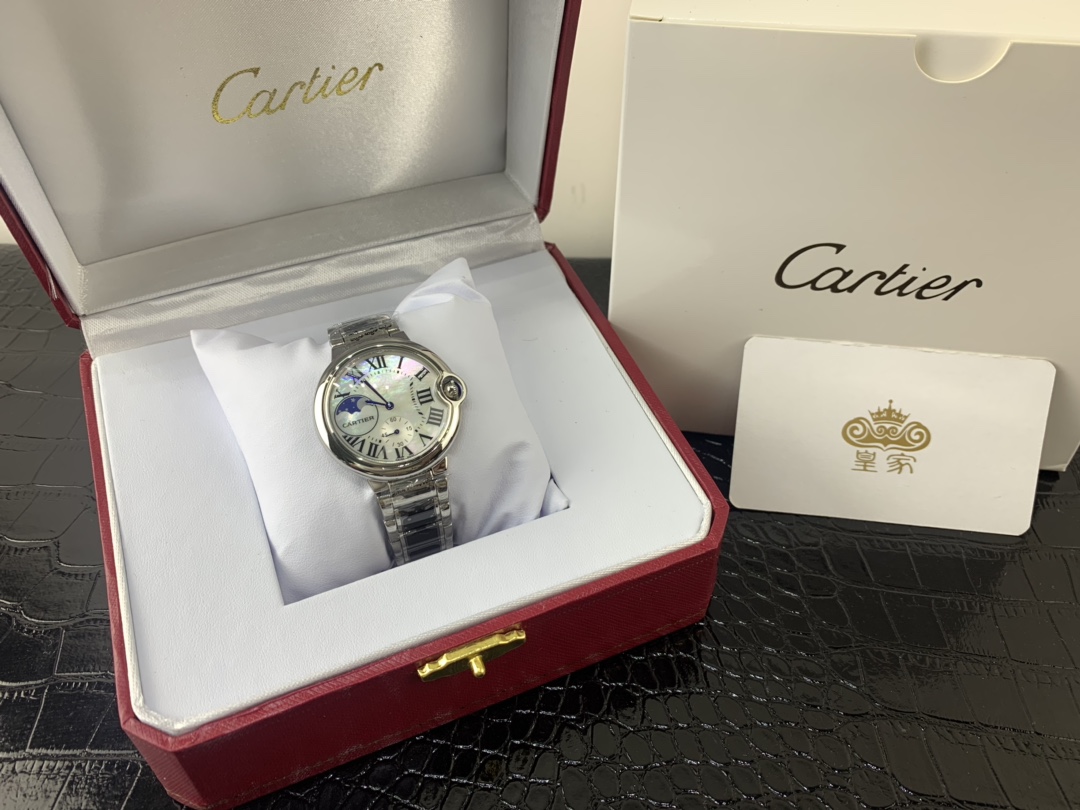 Cartier 皇家 卡地亚蓝气球系列月相黑陶瓷女表腕表