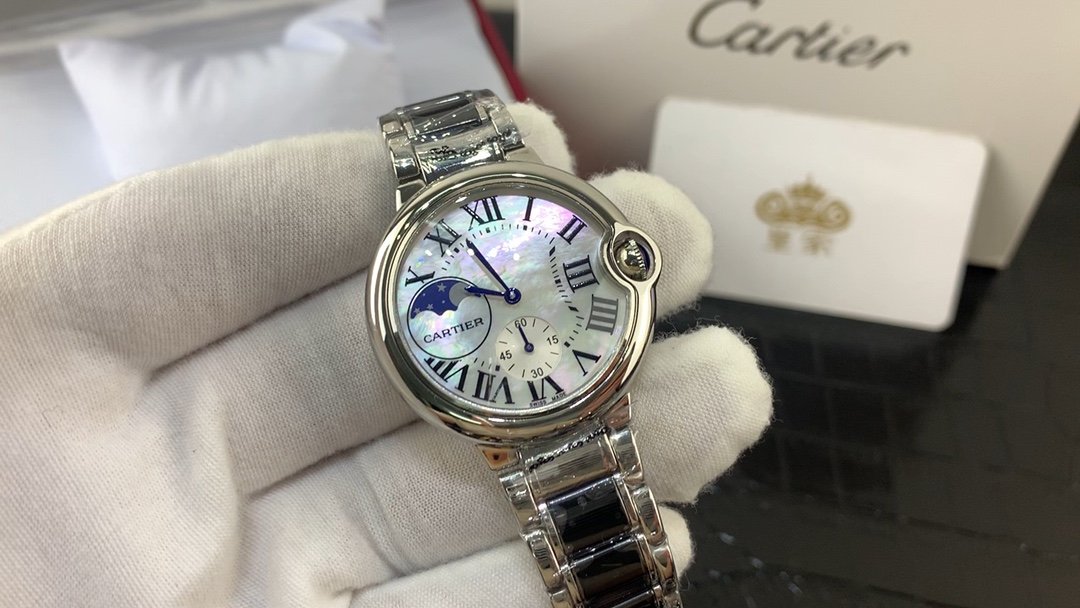Cartier 皇家 卡地亚蓝气球系列月相黑陶瓷女表腕表视频欣赏
