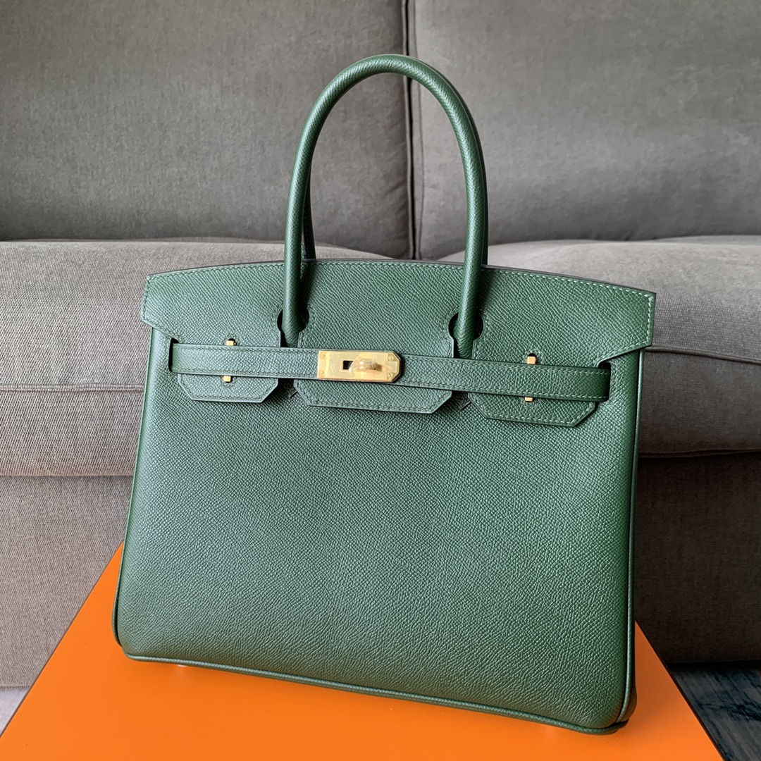 Hermes Birkin Bags Handbags Green Gold Hardware Epsom