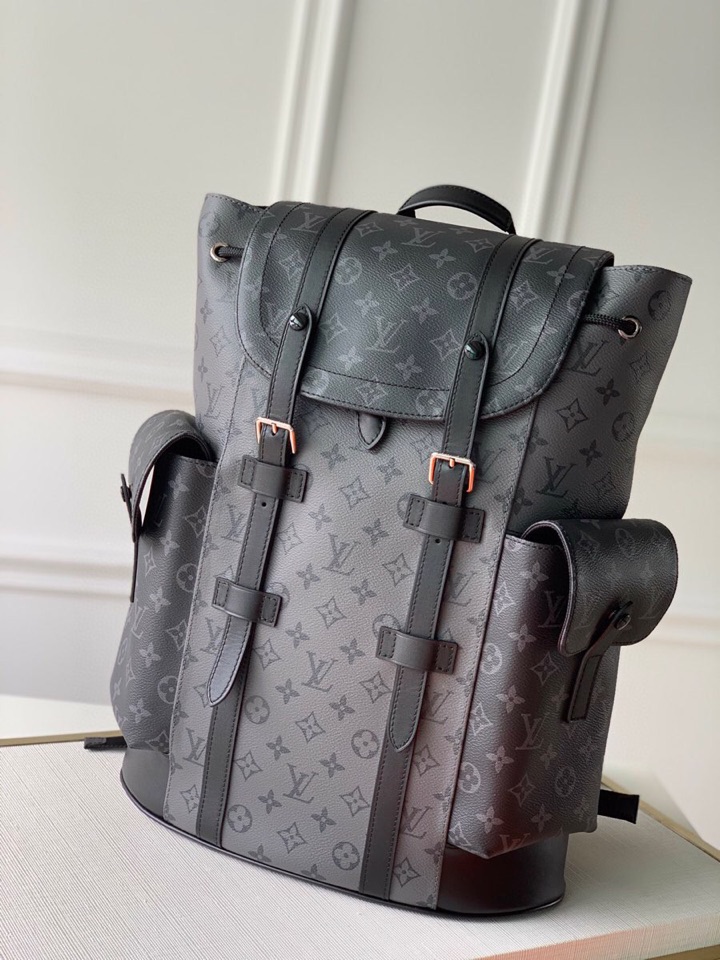 Shop the Best High Authentic Quality Replica
 Louis Vuitton LV Christopher Bags Backpack Black Monogram Eclipse M45419