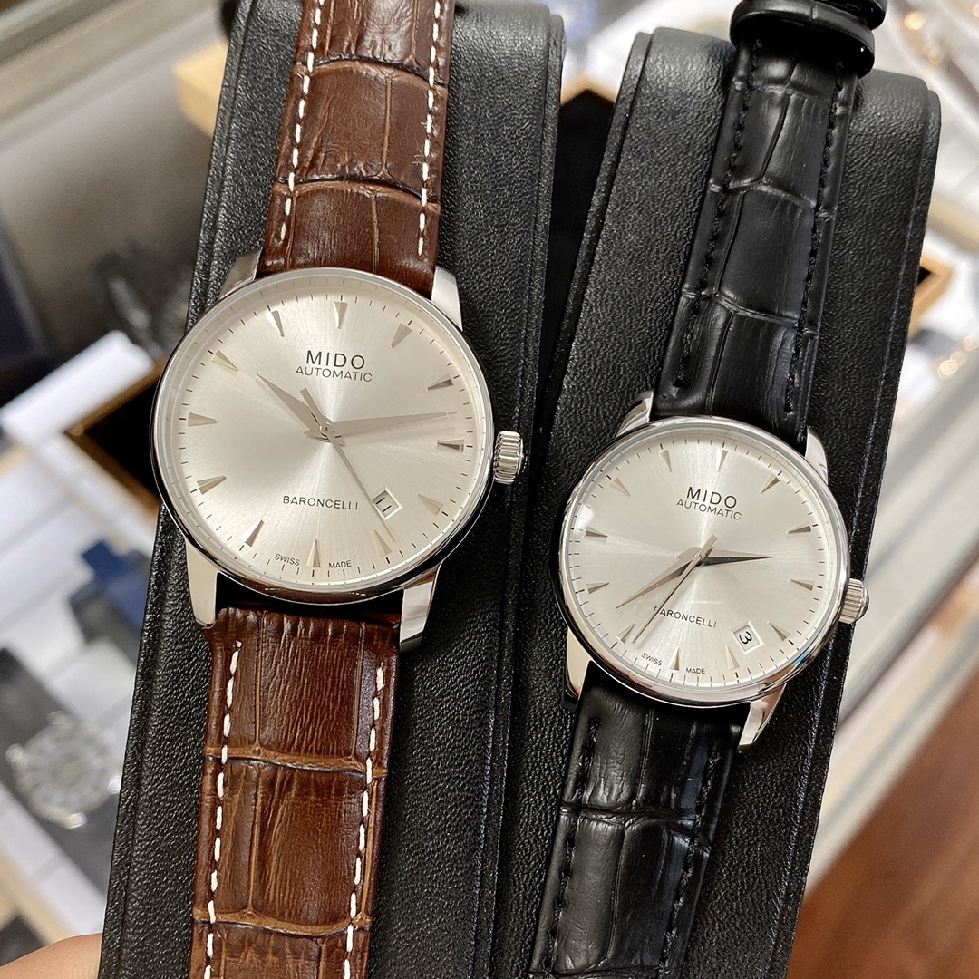 Mido Belemselli Series: Gold Steel Couple Watch, Automatic, Top Quality, Elegant Design - 图片 4