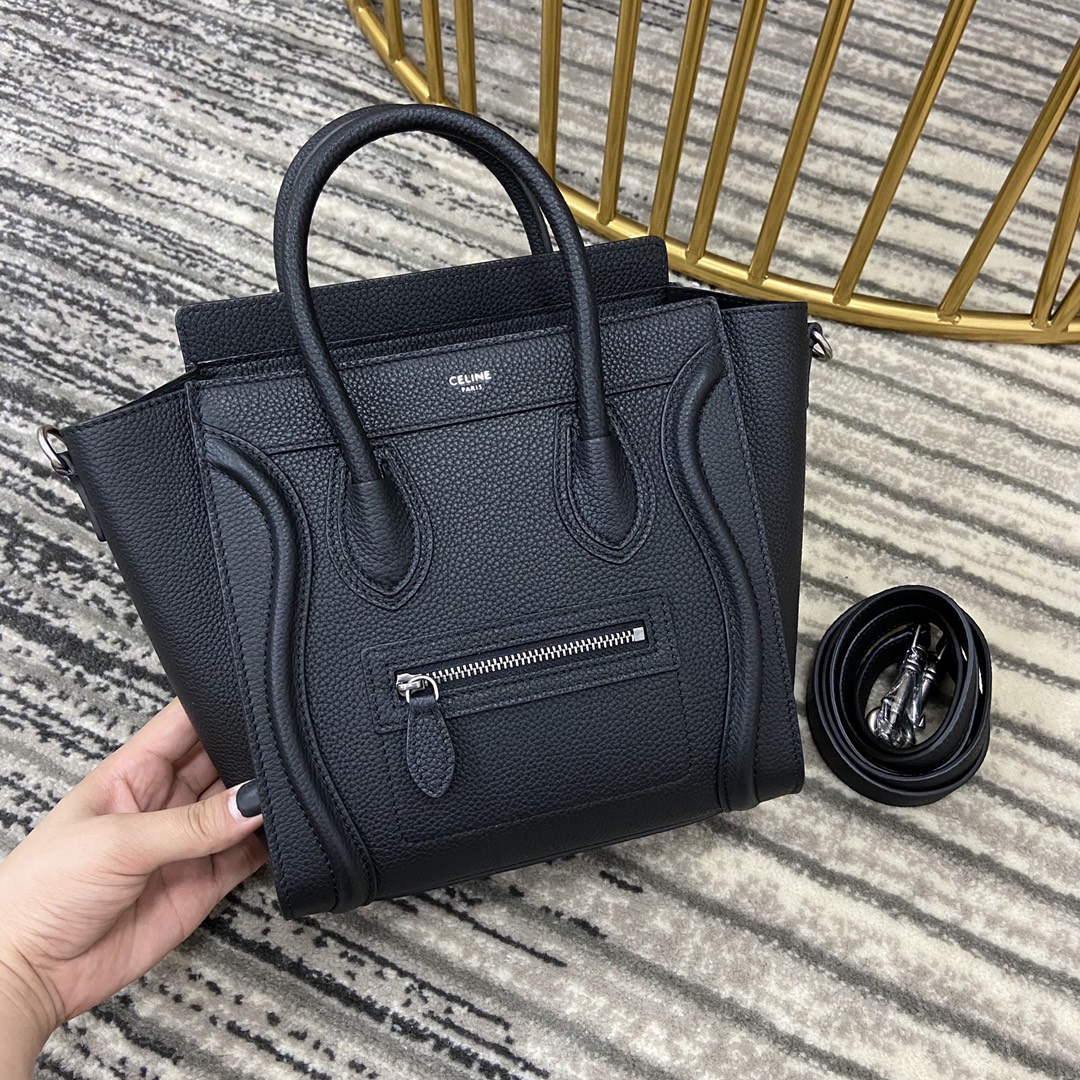 Celine Luggage Nano Bolsos de mano Piel de vaca Chamois Cuero