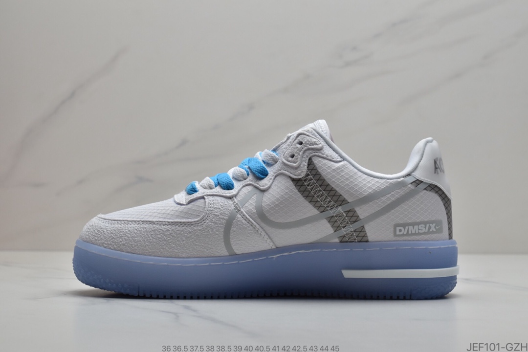155 公司级耐克Nike Air Force 1 React D/MS/X”White/Light/Sail-Rush Ice”空军一号新型瑞亚轻量低帮百搭板鞋 CQ8879 100